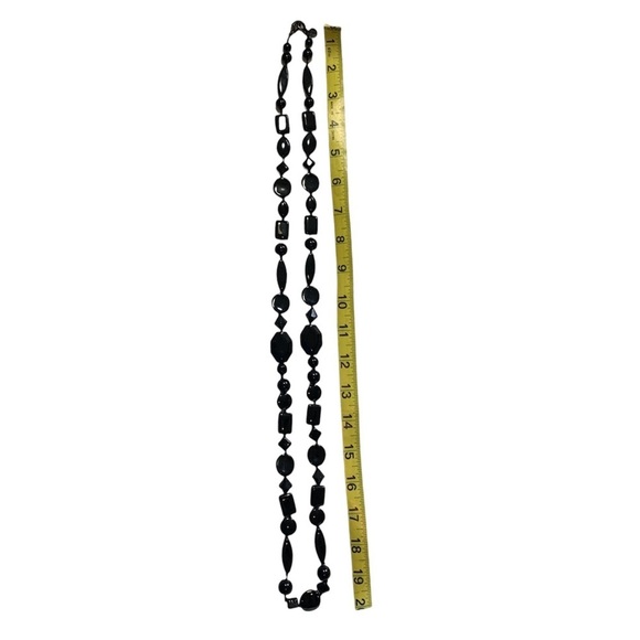 Talbots Black Faceted Glass Bead Single Strand Statement Necklace, [20” Hanging] - Picture 4 of 7